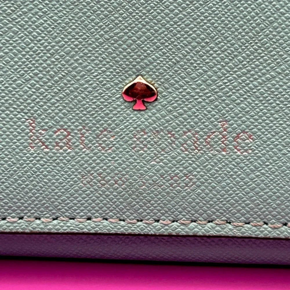 Kate Spade Cedar Street Aqua Blue Small Bi-fold Wallet 4.5” x 3.5” - Picture 8 of 11